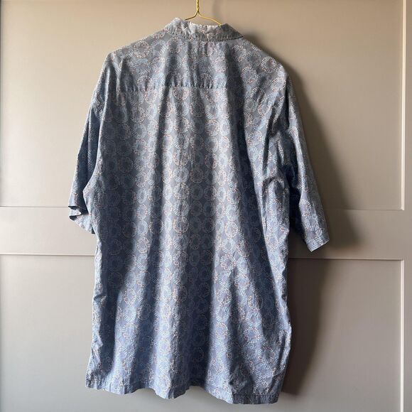 Tori Richard Shirt Mens XL Blue Cotton Button Up Short Sleeve Geometric Hawaiian - Picture 7 of 14